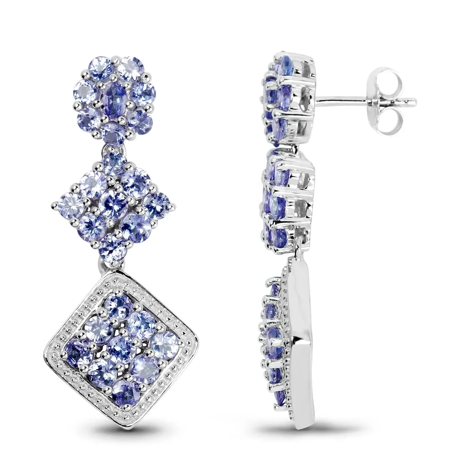 Violet Tanzanite Prong Sterling Silver Dangle Earrings sold by Zulily product image thumbnail 2