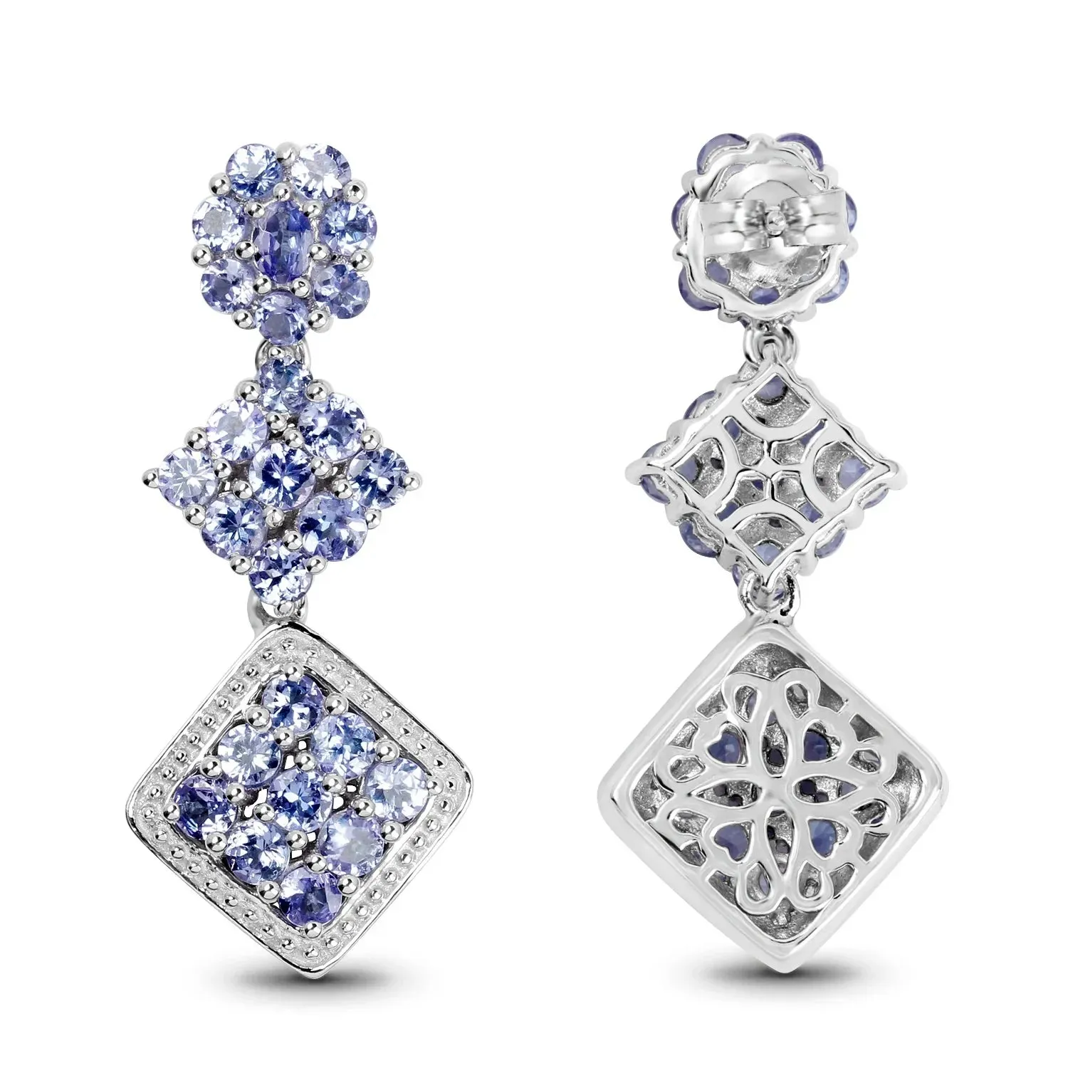 Violet Tanzanite Prong Sterling Silver Dangle Earrings sold by Zulily product image thumbnail 3