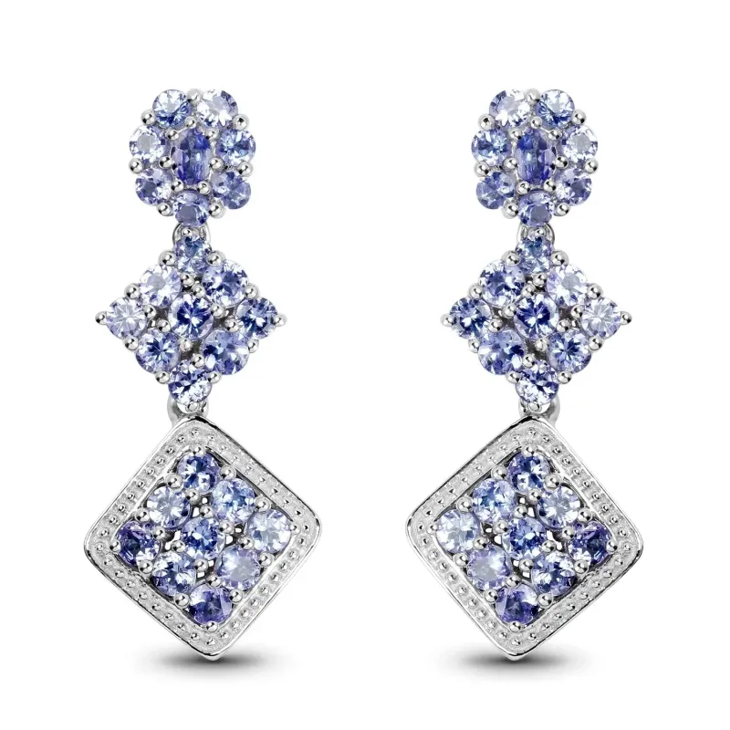 Violet Tanzanite Prong Sterling Silver Dangle Earrings made by Zulily