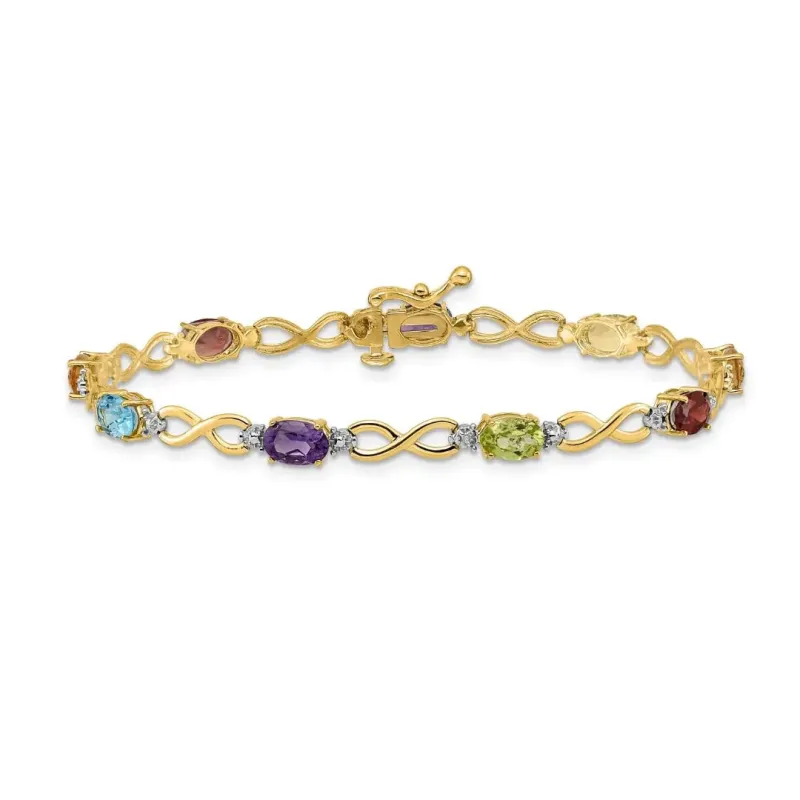 Genuine Rainbow Diamond Infinity Bracelet 14k Gold made by Zulily
