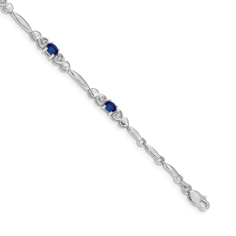 14k White Gold Blue Sapphire Heart 7 inch Bracelet made by Zulily