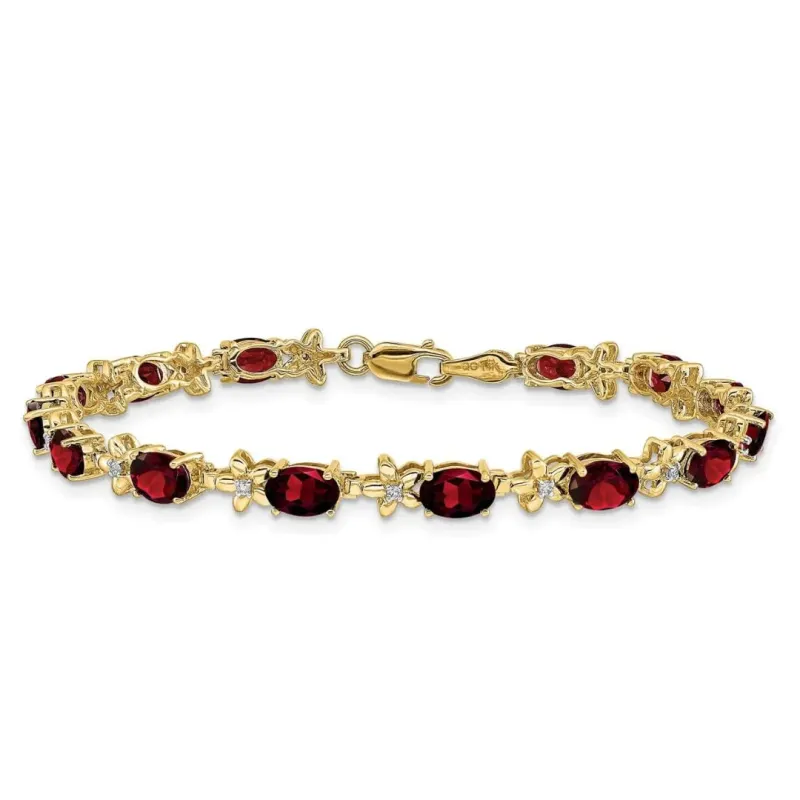 Genuine Red Garnet 14K Gold Floral Bracelet made by Zulily