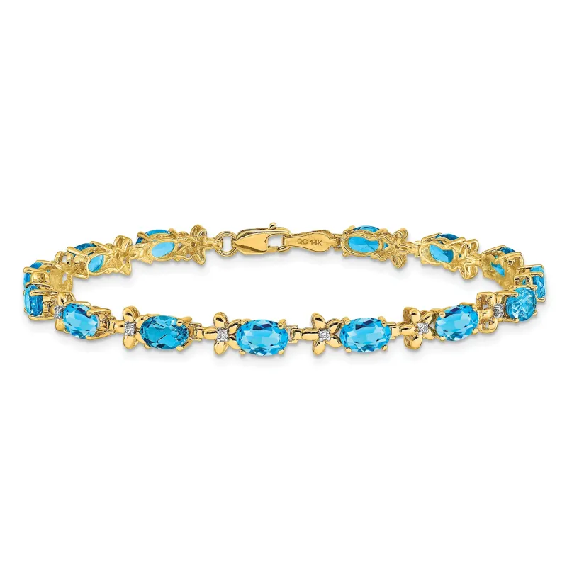 Genuine Swiss Blue Topaz 14K Gold Floral Bracelet made by Zulily