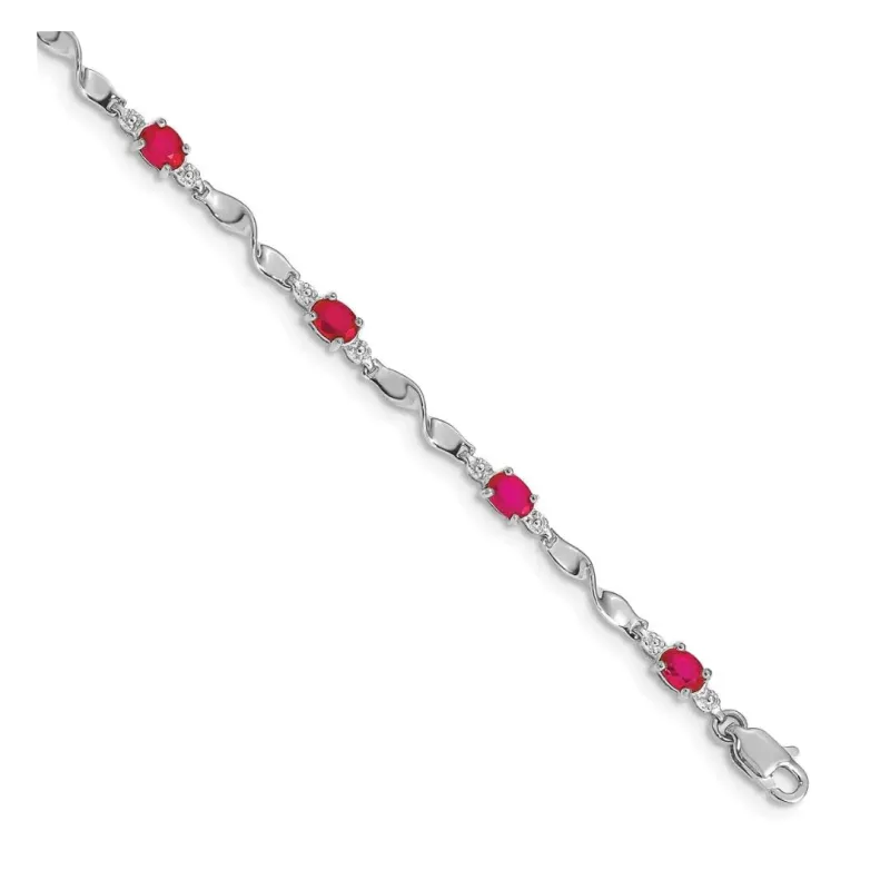 Genuine Ruby and Diamond Twisted Link 7 inch Bracelet made by Zulily