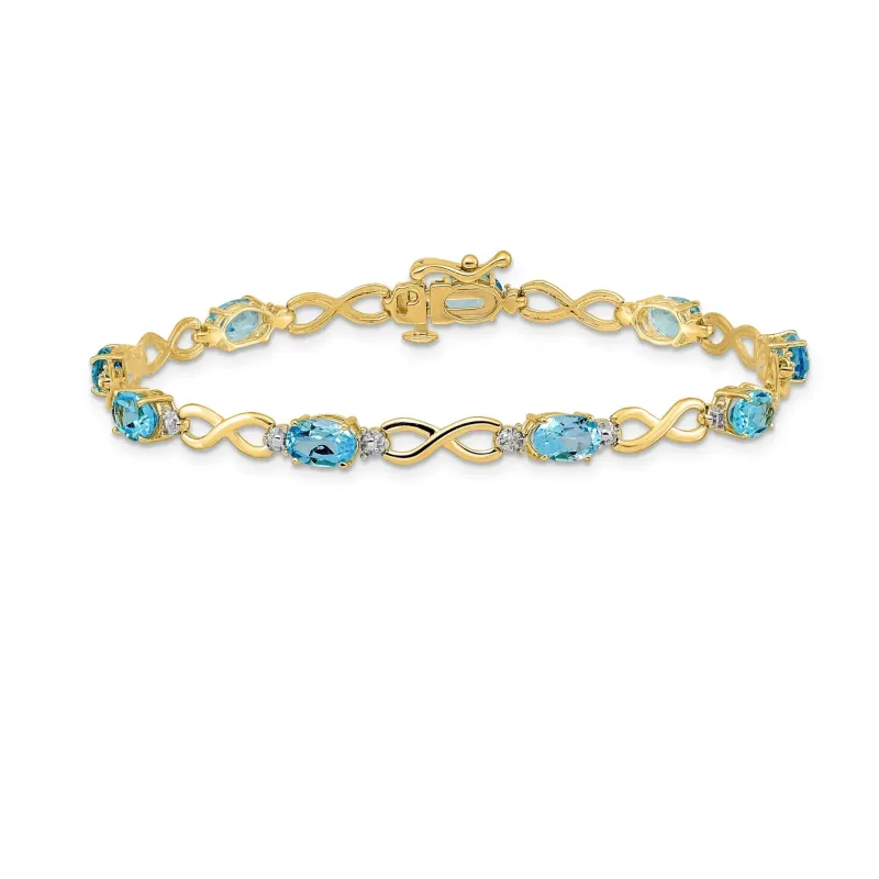 Genuine Swiss Blue Topaz Diamond Infinity Bracelet 14K Gold made by Zulily