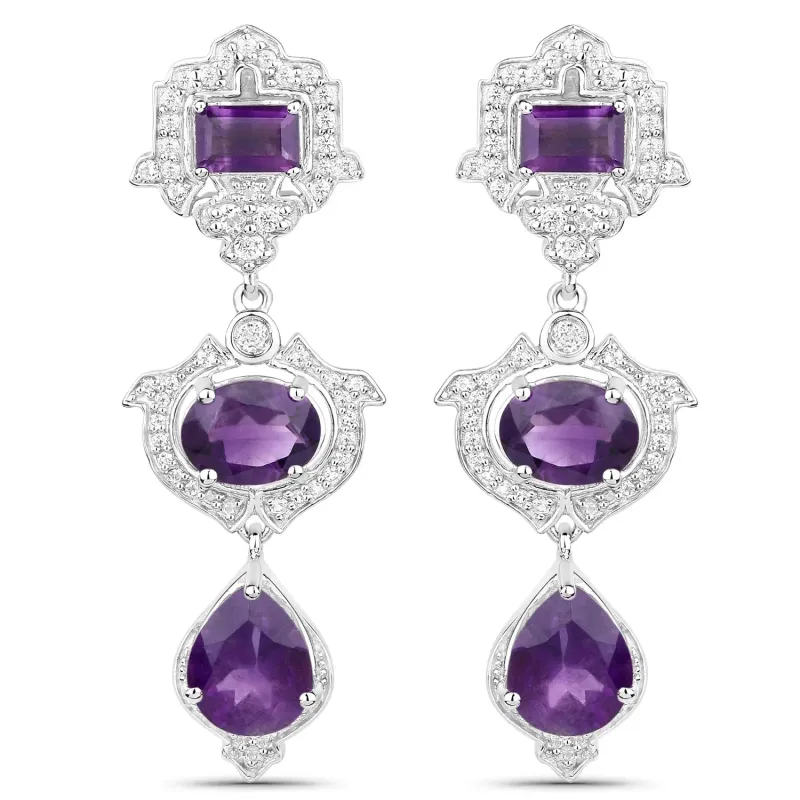 Purple Amethyst Bezel Sterling Silver Drop Dangle Earrings made by Zulily