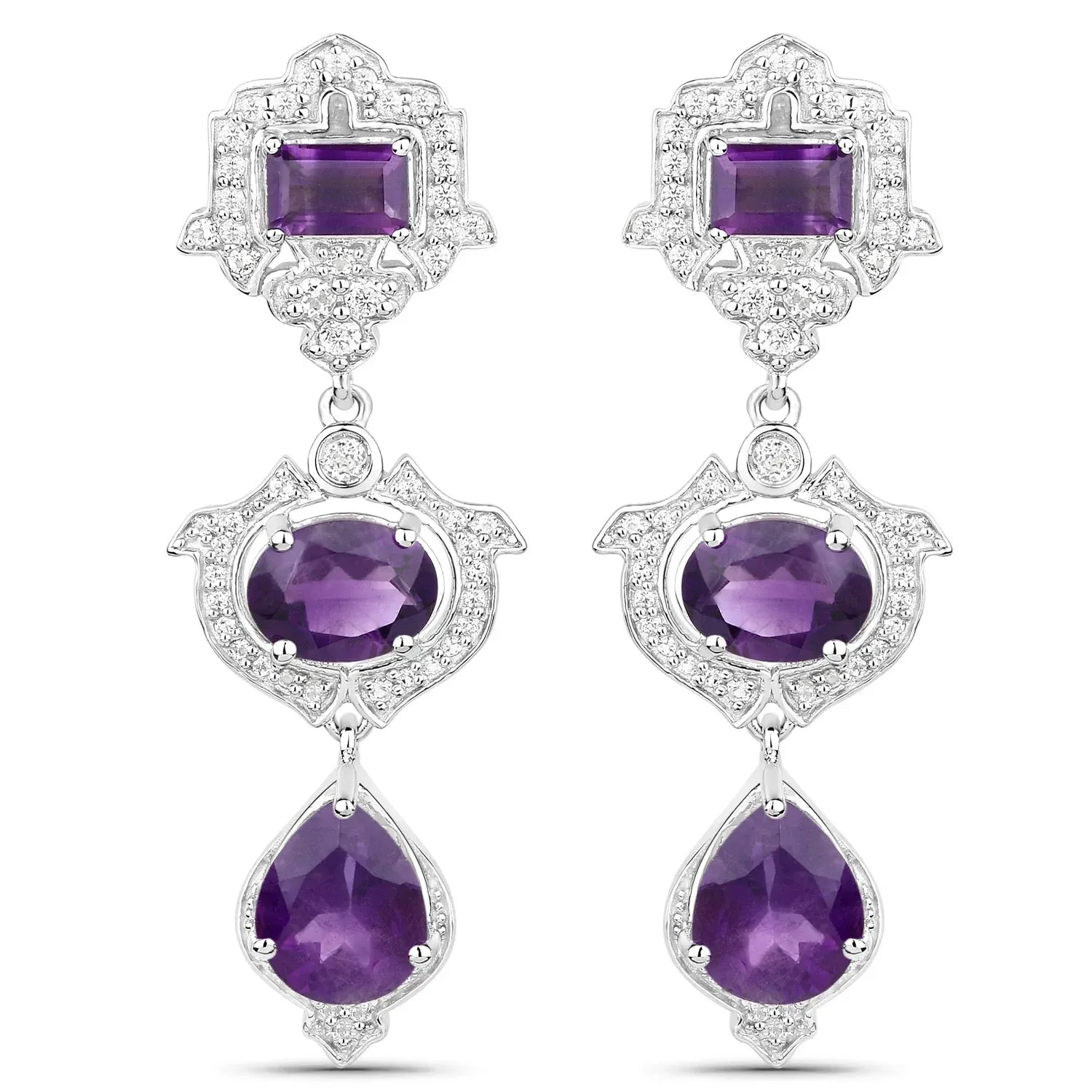 Purple Amethyst Bezel Sterling Silver Drop Dangle Earrings sold by Zulily