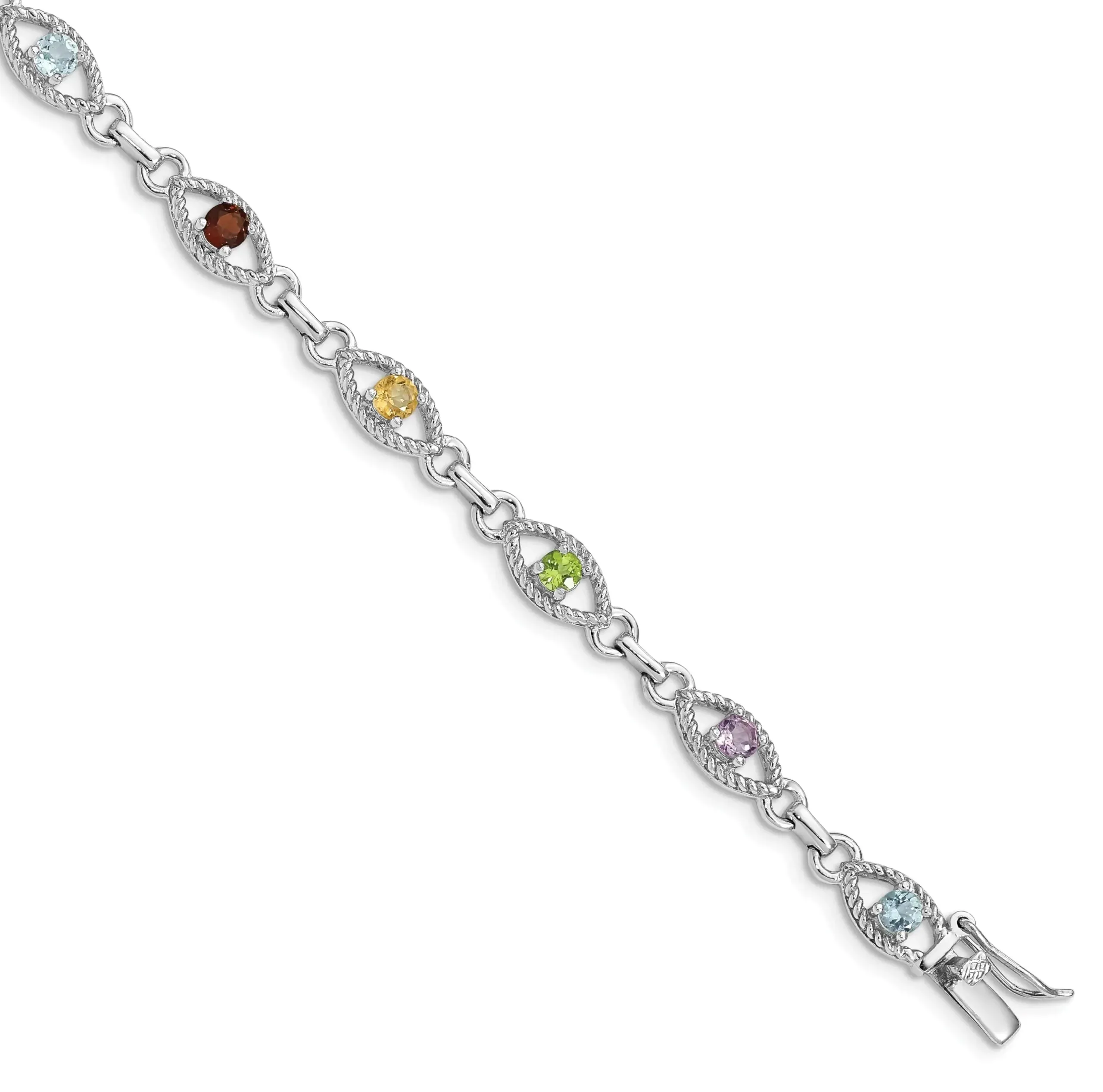 Genuine Multi Gemstone Silver Link Bracelet sold by Zulily product image thumbnail 4
