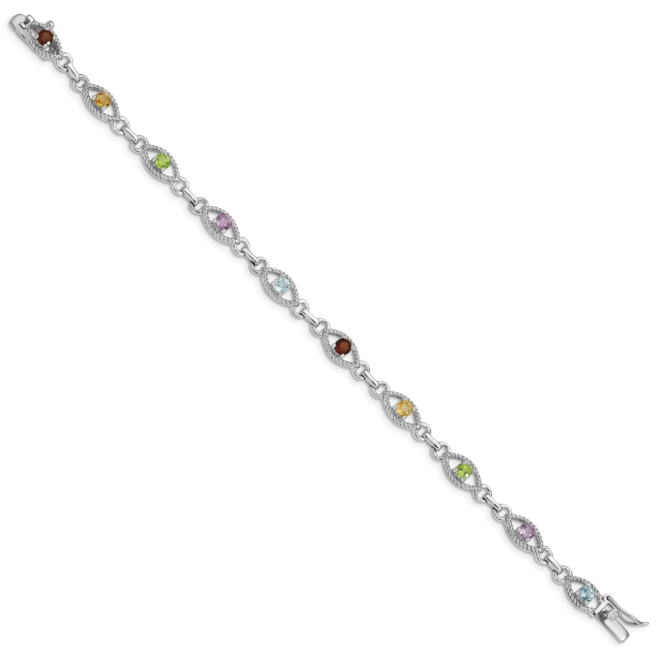 Genuine Multi Gemstone Silver Link Bracelet sold by Zulily product image thumbnail 2