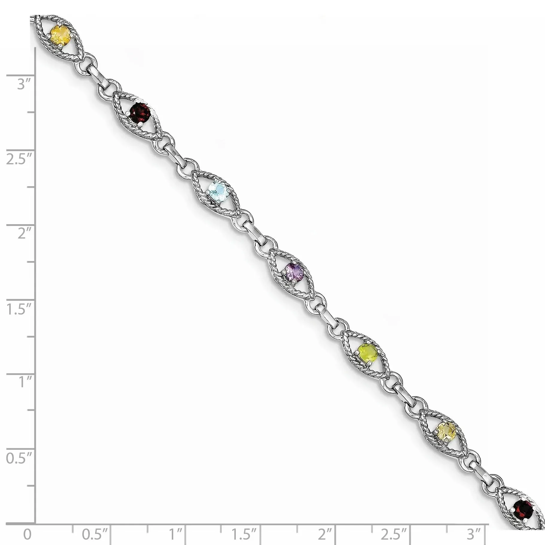 Genuine Multi Gemstone Silver Link Bracelet sold by Zulily product image thumbnail 3