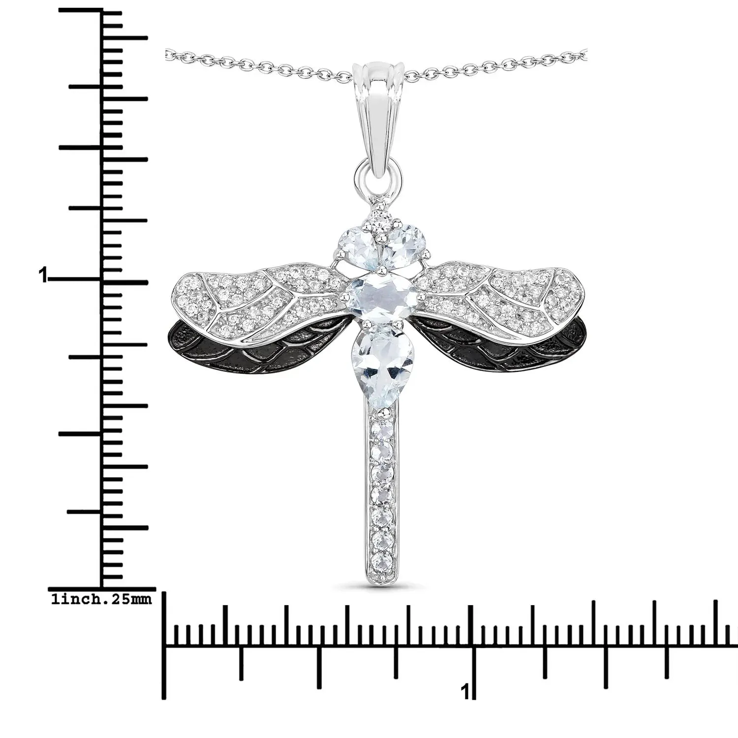 1.86 Ct Blue Aquamarine Prong Sterling Silver Dragonfly Pendant Cable Chain Necklace sold by Zulily product image thumbnail 4
