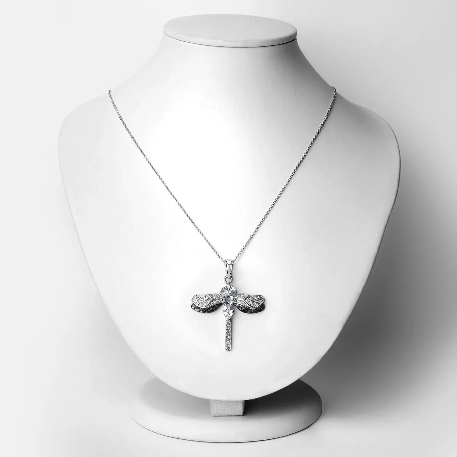 1.86 Ct Blue Aquamarine Prong Sterling Silver Dragonfly Pendant Cable Chain Necklace sold by Zulily product image thumbnail 5
