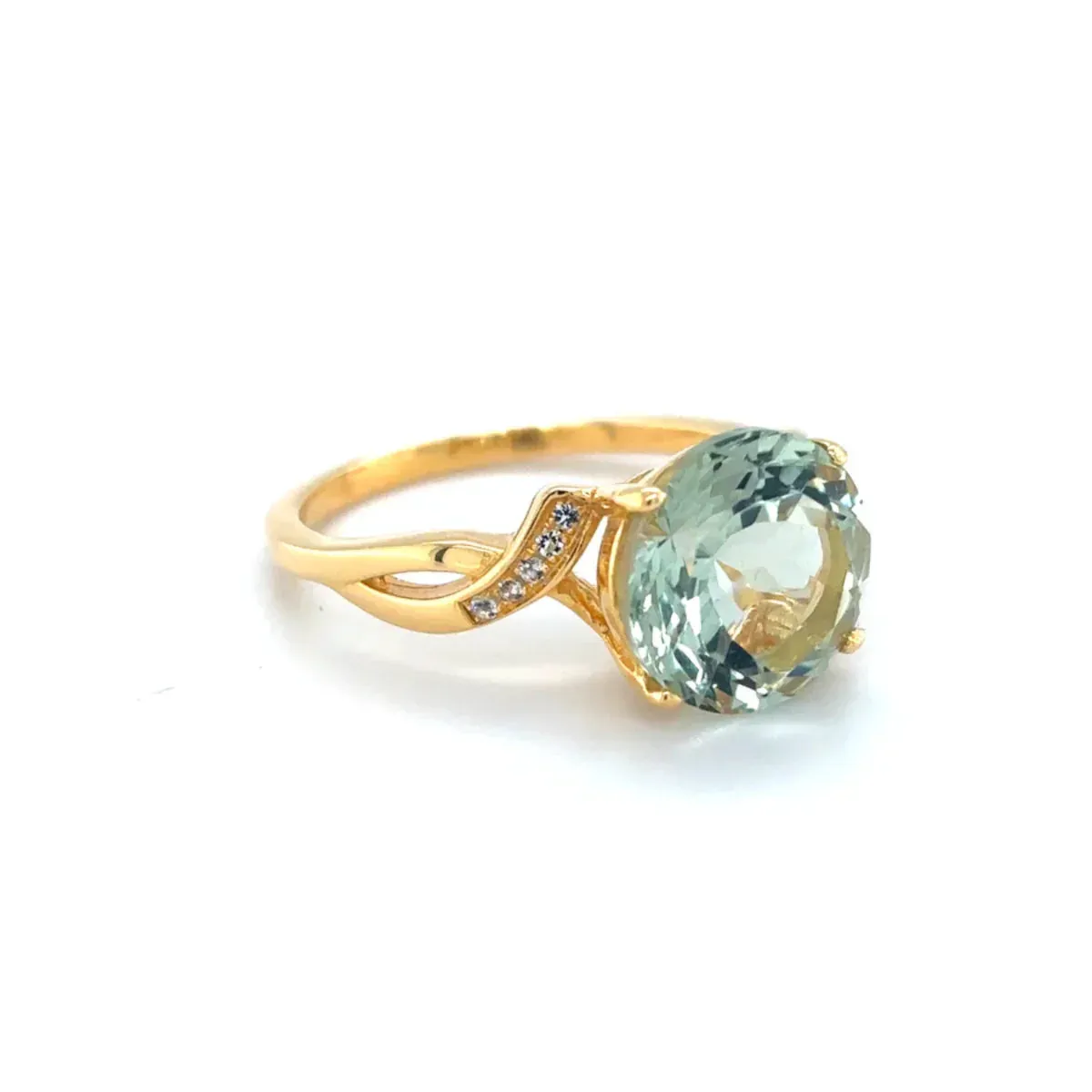3.11 Ct Round Green Amethyst and White Topaz Prong Silver Bypass Ring sold by Zulily product image thumbnail 3