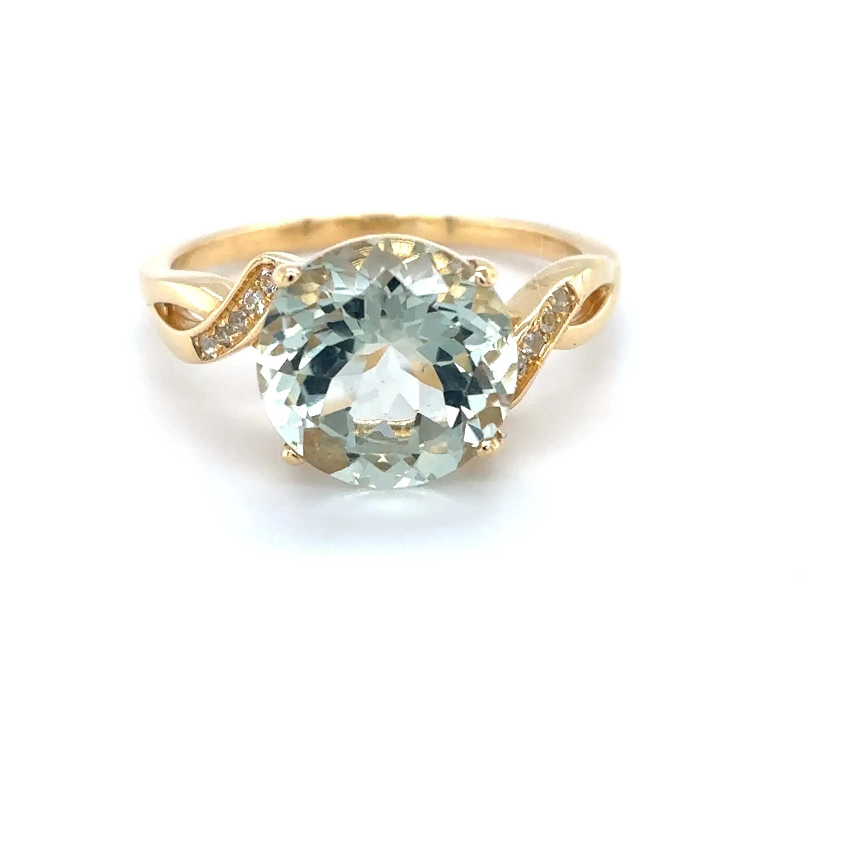 3.11 Ct Round Green Amethyst and White Topaz Prong Silver Bypass Ring sold by Zulily product image thumbnail 4