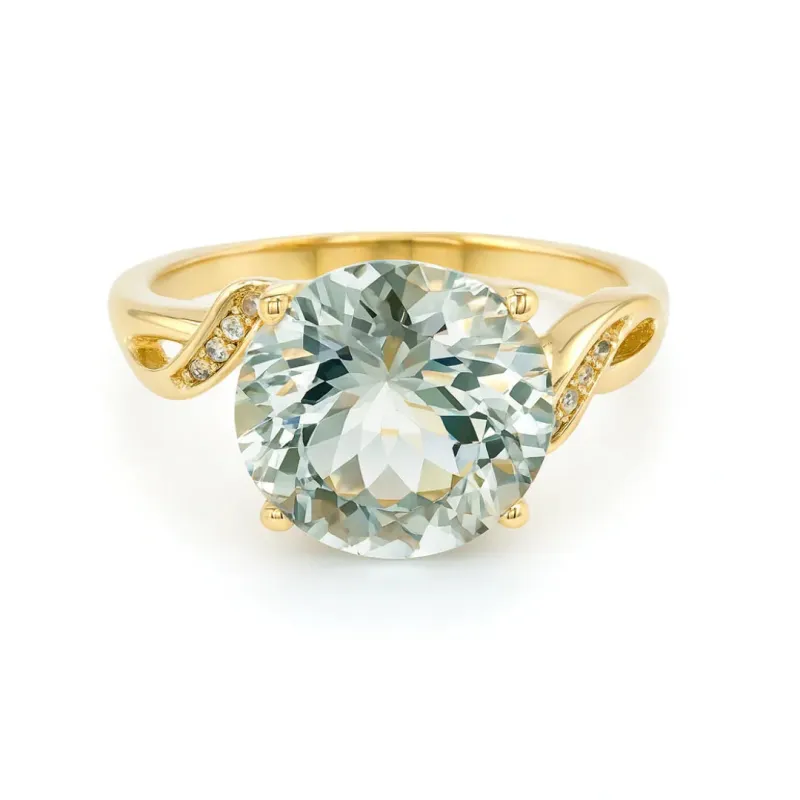 3.11 Ct Round Green Amethyst and White Topaz Prong Silver Bypass Ring made by Zulily