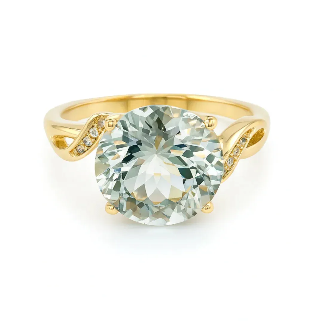 3.11 Ct Round Green Amethyst and White Topaz Prong Silver Bypass Ring sold by Zulily
