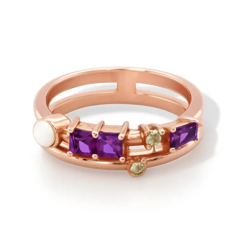 Natural Rhodolite and Multi Stone Silver Ring made by Zulily