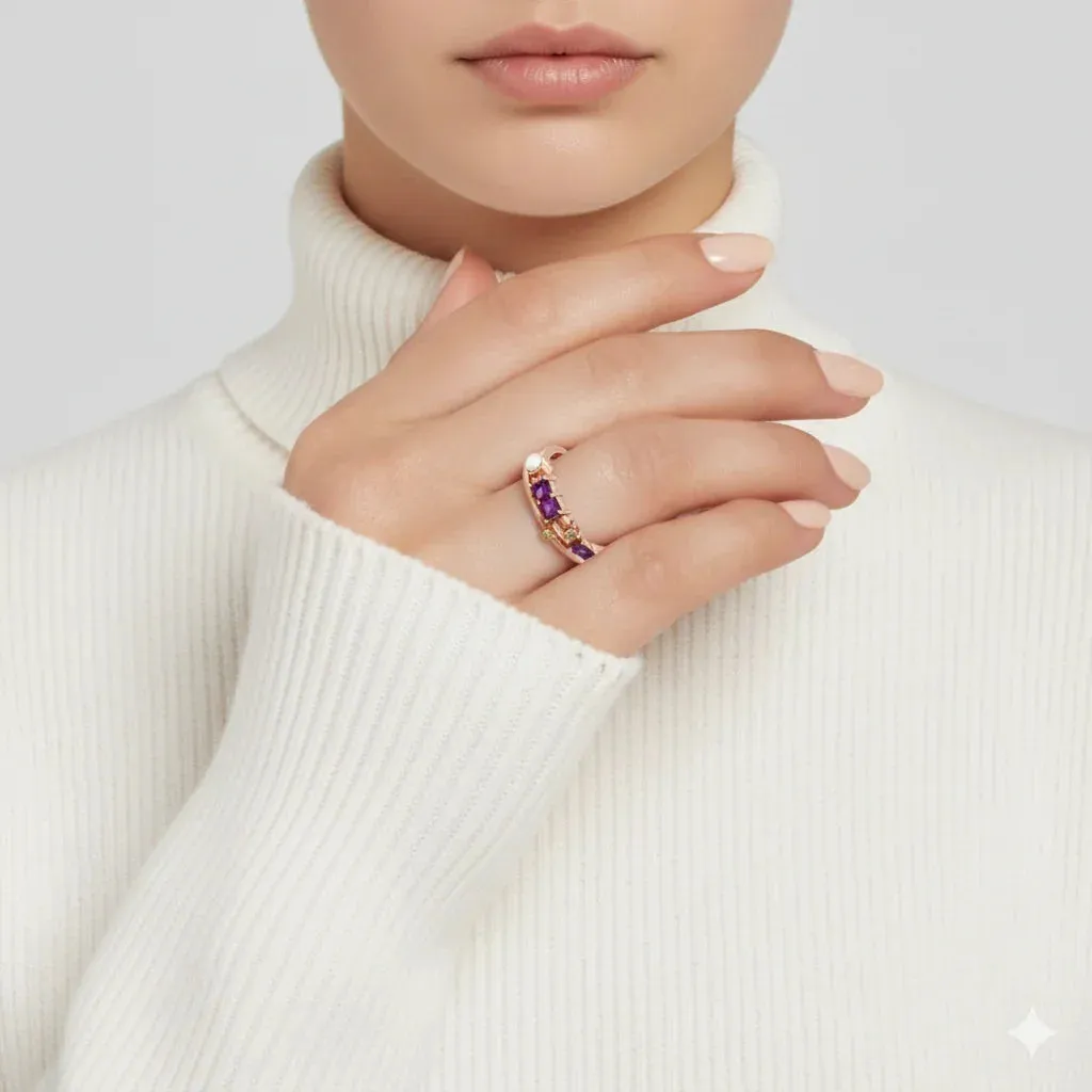 Natural Rhodolite and Multi Stone Silver Ring sold by Zulily product image thumbnail 2