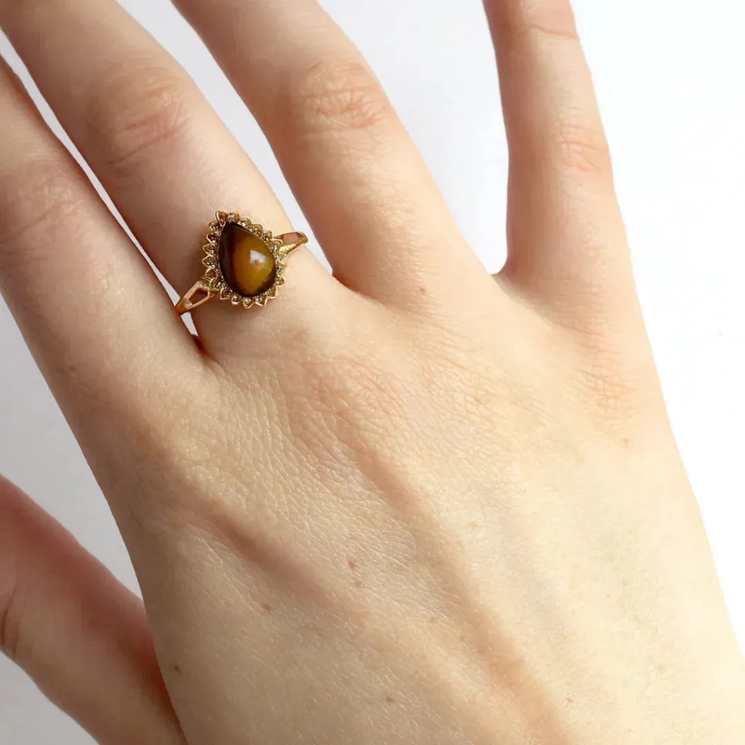 Golden Tigers Eye Pear Shaped Silver Ring sold by Zulily product image thumbnail 2
