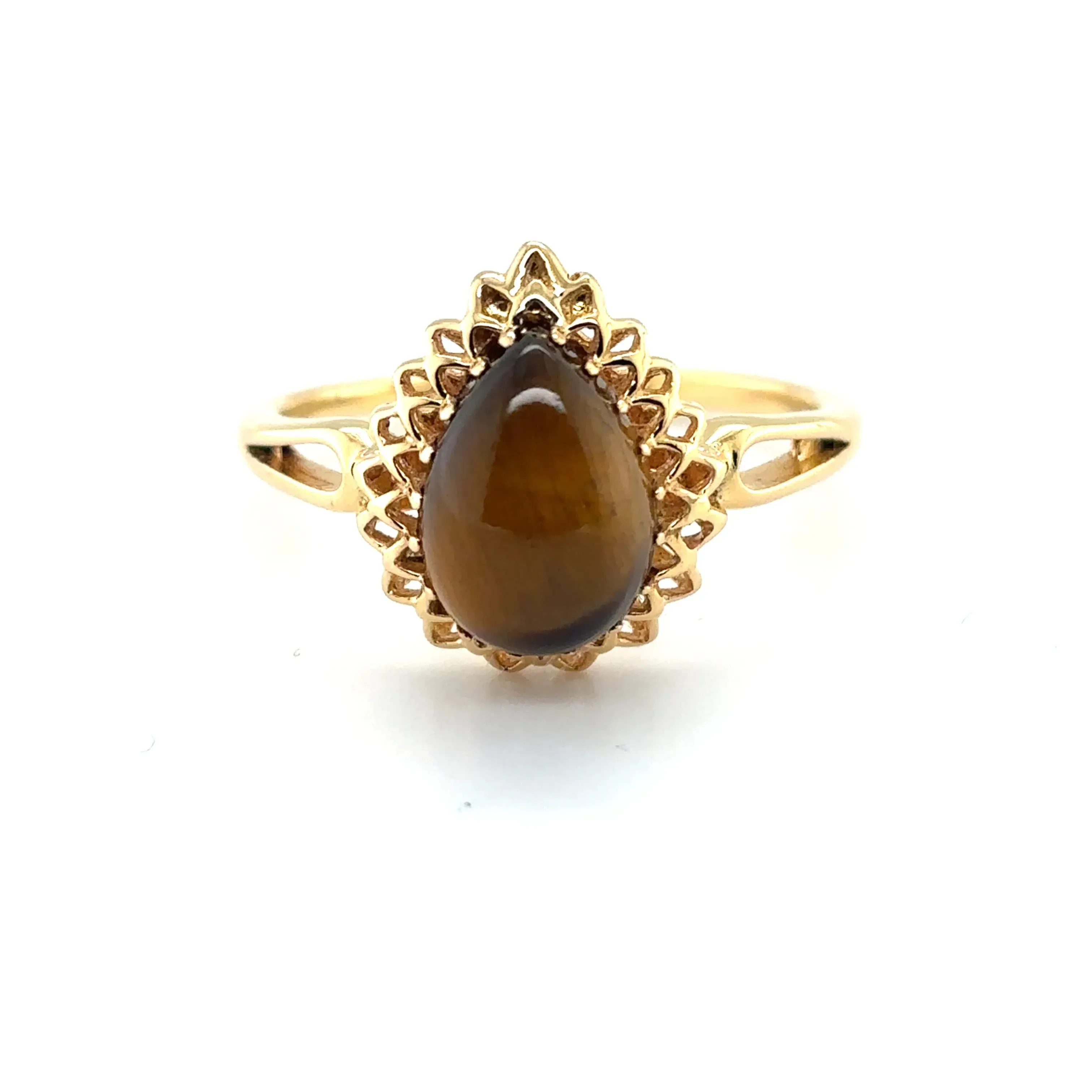 Golden Tigers Eye Pear Shaped Silver Ring sold by Zulily product image thumbnail 3