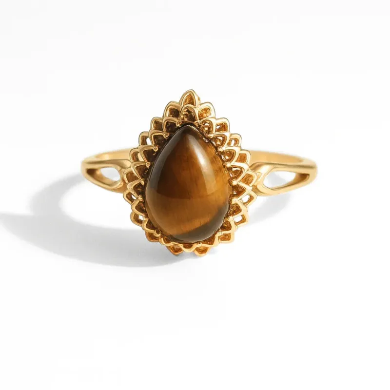 Golden Tigers Eye Pear Shaped Silver Ring made by Zulily