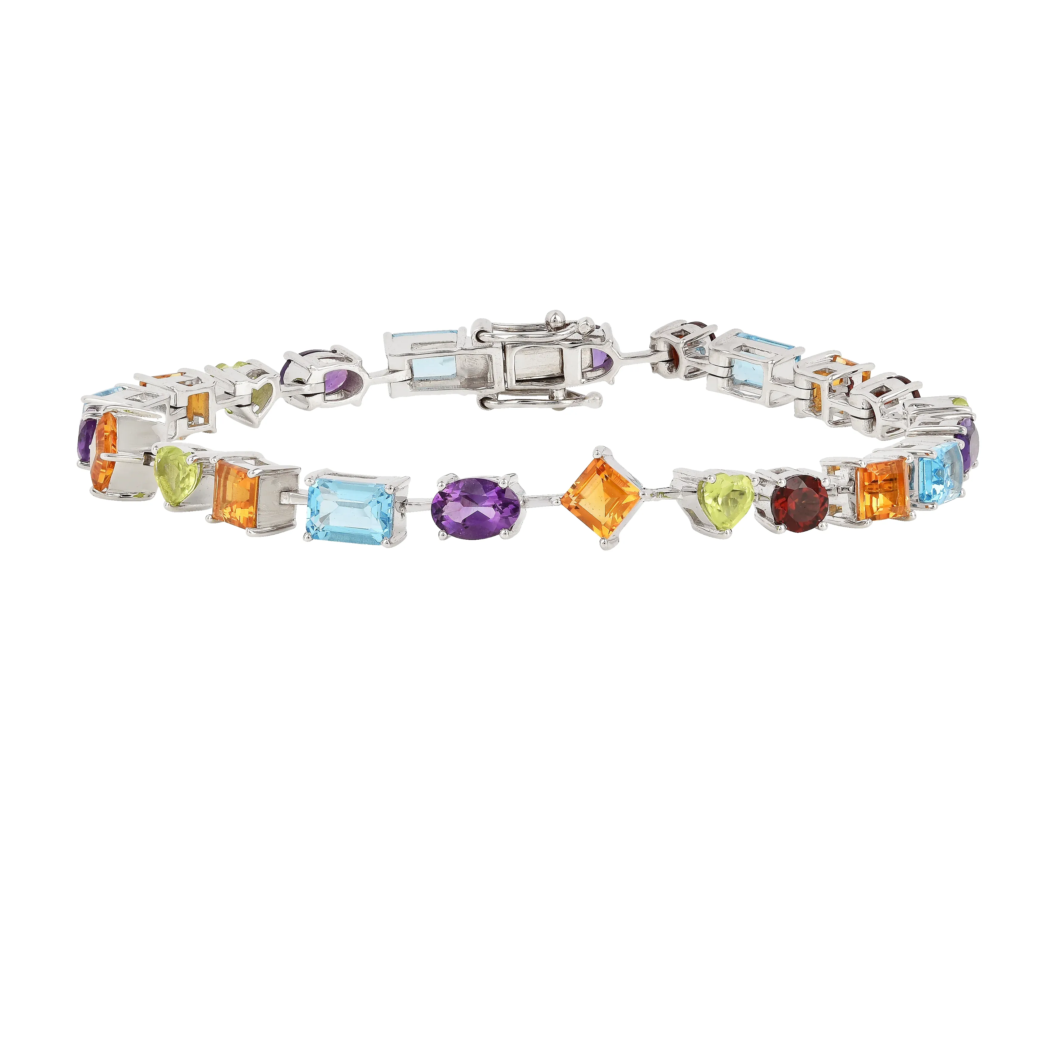 Multi-Shape Multicolor Gemstones Prong Sterling Silver Tennis Bracelet sold by Zulily product image thumbnail 4