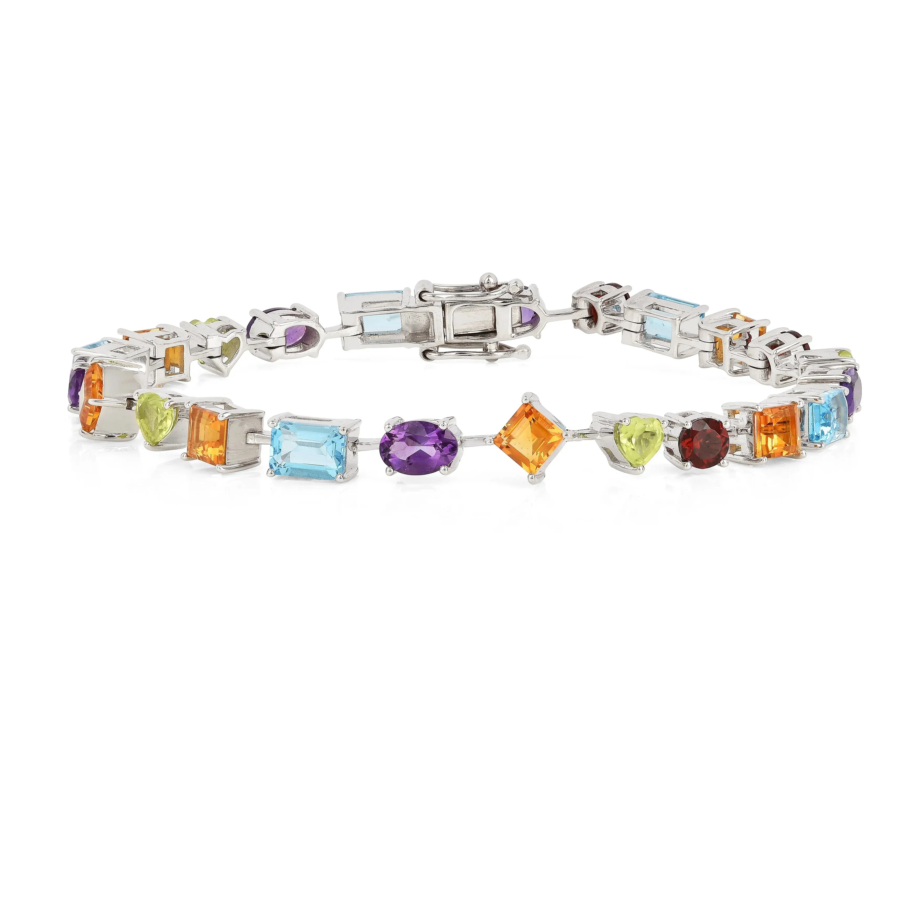 Multi-Shape Multicolor Gemstones Prong Sterling Silver Tennis Bracelet sold by Zulily