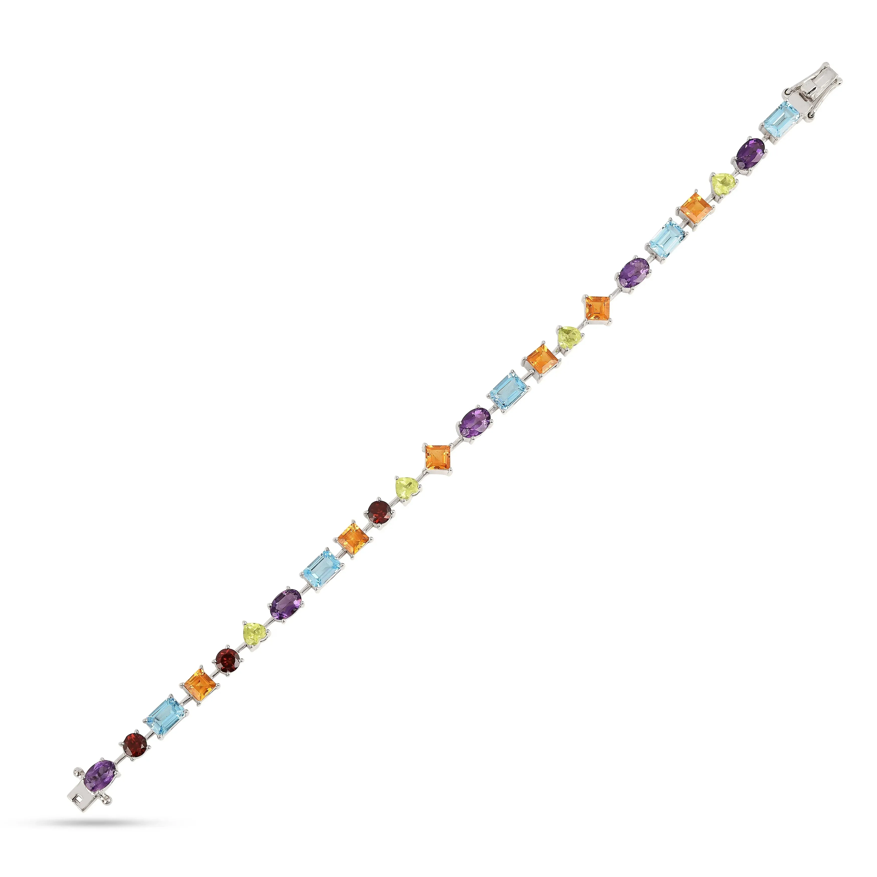 Multi-Shape Multicolor Gemstones Prong Sterling Silver Tennis Bracelet sold by Zulily product image thumbnail 5