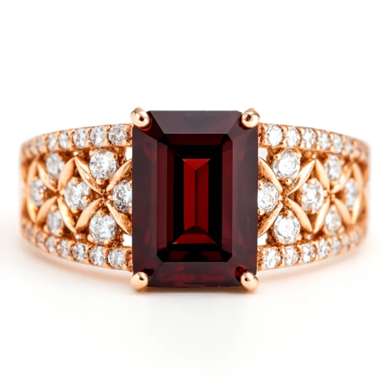 1.55 Ct Emerald Red Garnet and White Topaz Prong Silver Cocktail Ring made by Zulily