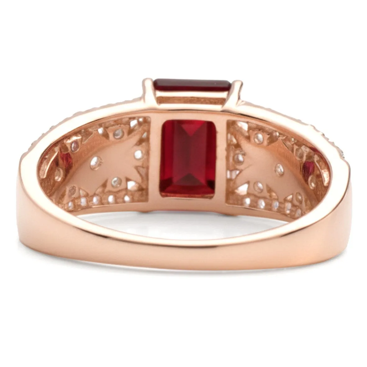 1.55 Ct Emerald Red Garnet and White Topaz Prong Silver Cocktail Ring sold by Zulily product image thumbnail 5