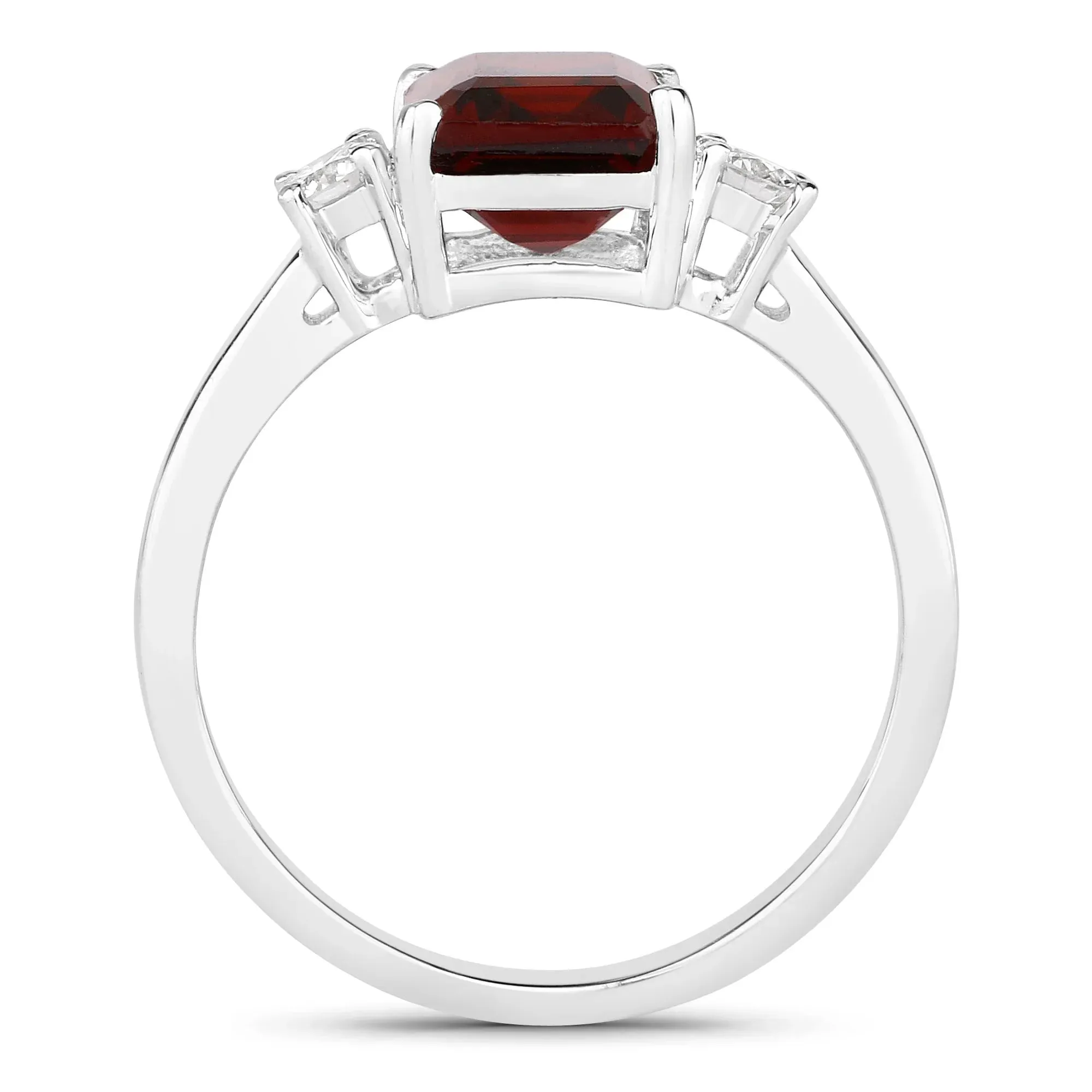 2.55 Ct Octagon Red Garnet Lab Diamond Prong Silver Three Stone Ring sold by Zulily product image thumbnail 3