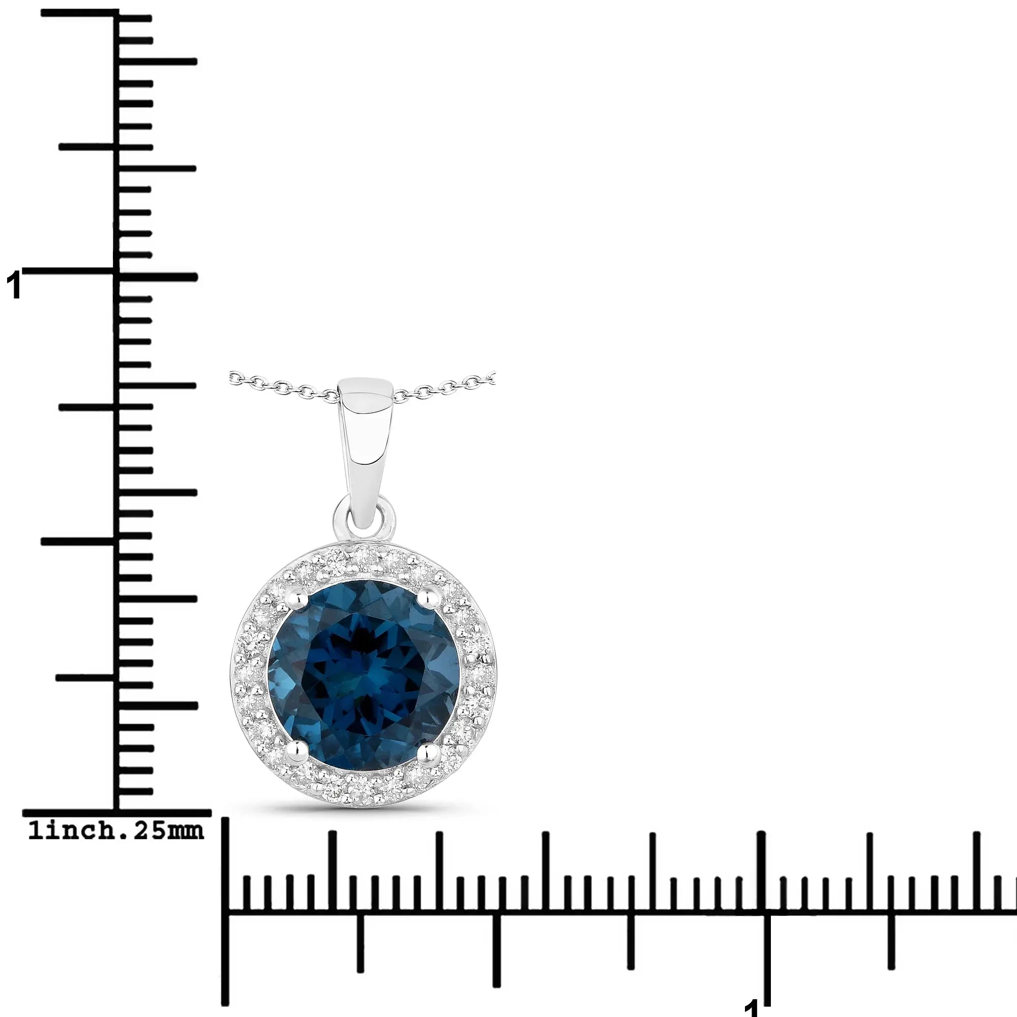3.20 Ct Round London Blue Topaz Lab Diamond Prong Silver Halo Pendant Necklace sold by Zulily product image thumbnail 3