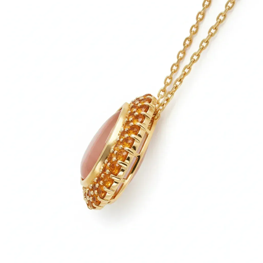 Orange Teardrop Moonstone Pendant Necklace sold by Zulily product image thumbnail 3