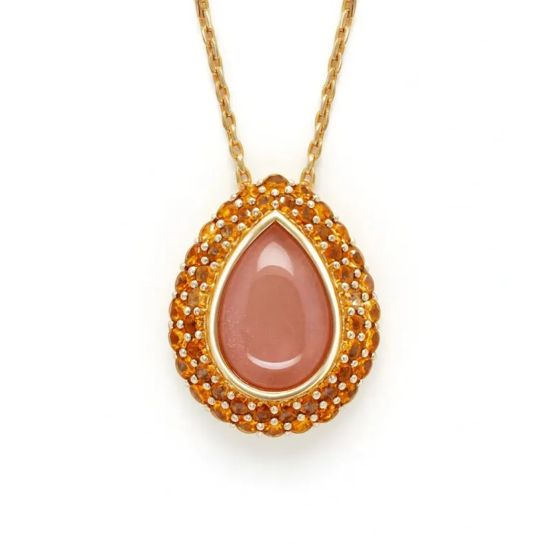 Orange Teardrop Moonstone Pendant Necklace made by Zulily