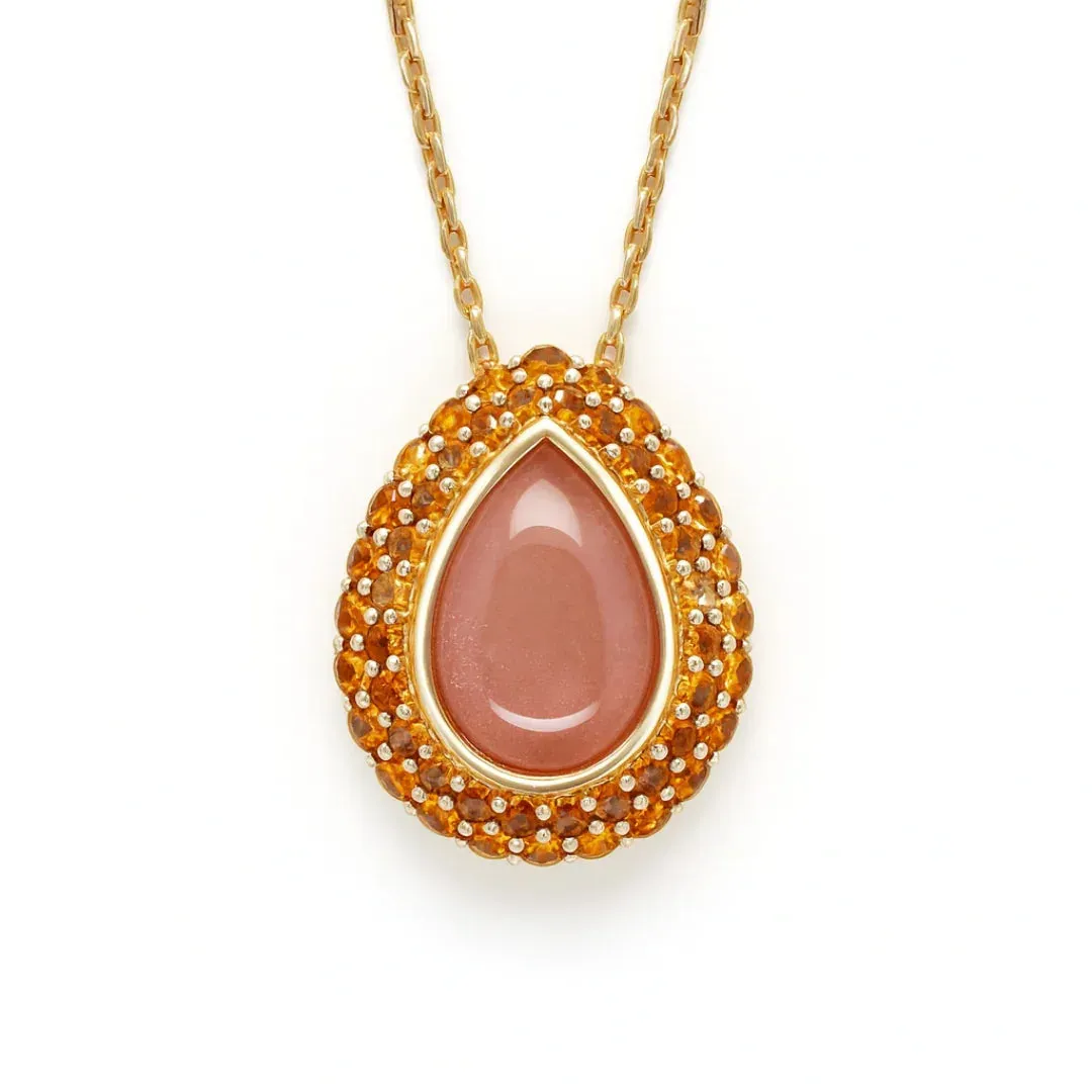 Orange Teardrop Moonstone Pendant Necklace sold by Zulily