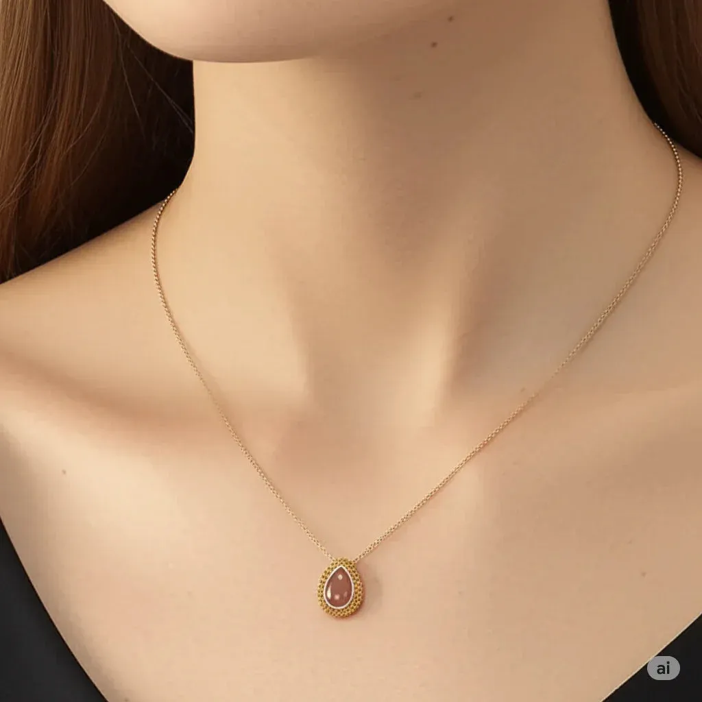 Orange Teardrop Moonstone Pendant Necklace sold by Zulily product image thumbnail 2