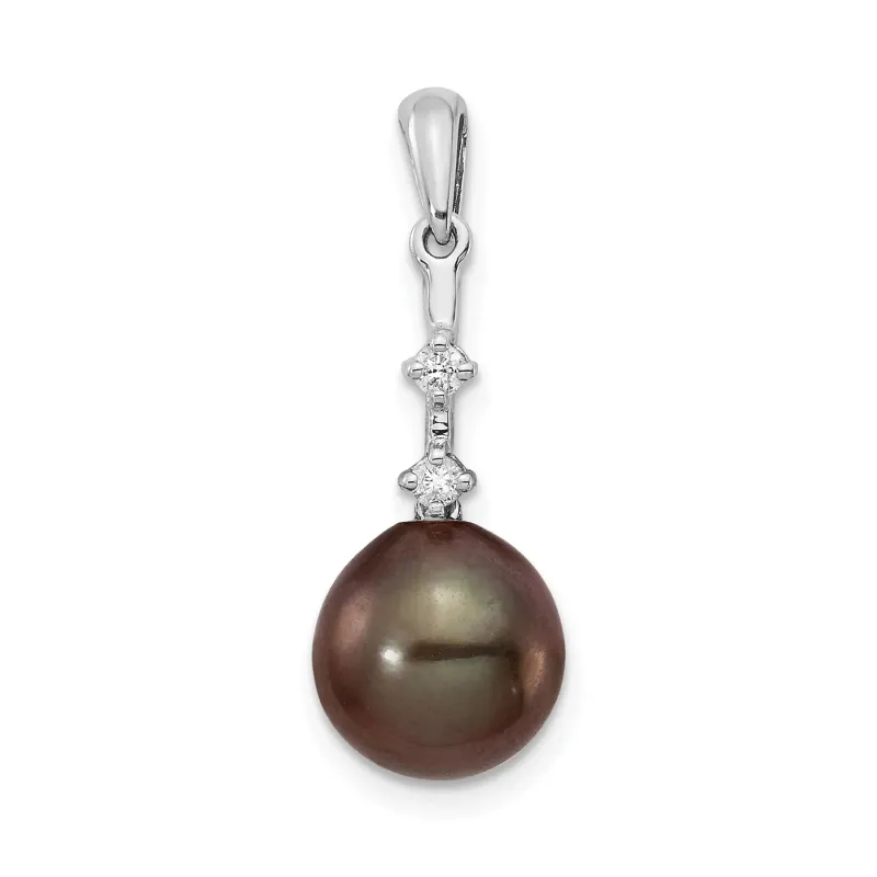14k White Gold Black Pearl Tahitian Diamond Pendant made by Zulily