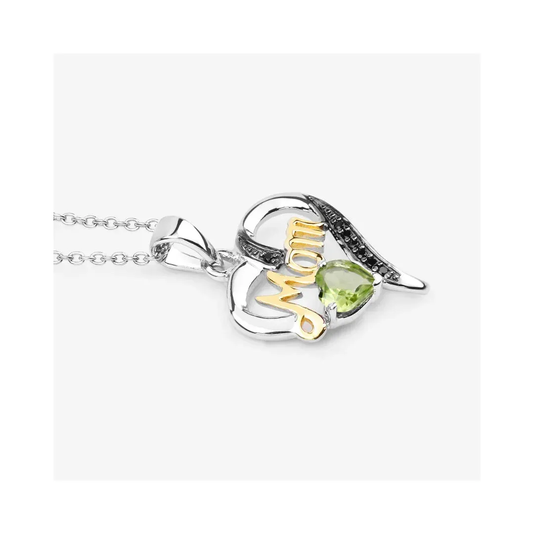 0.44 Ct Heart Green Peridot Prong Silver Double Heart Mom Pendant Necklace sold by Zulily product image thumbnail 3