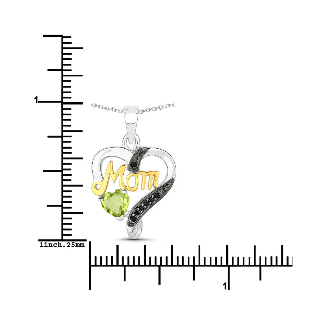 0.44 Ct Heart Green Peridot Prong Silver Double Heart Mom Pendant Necklace sold by Zulily product image thumbnail 4
