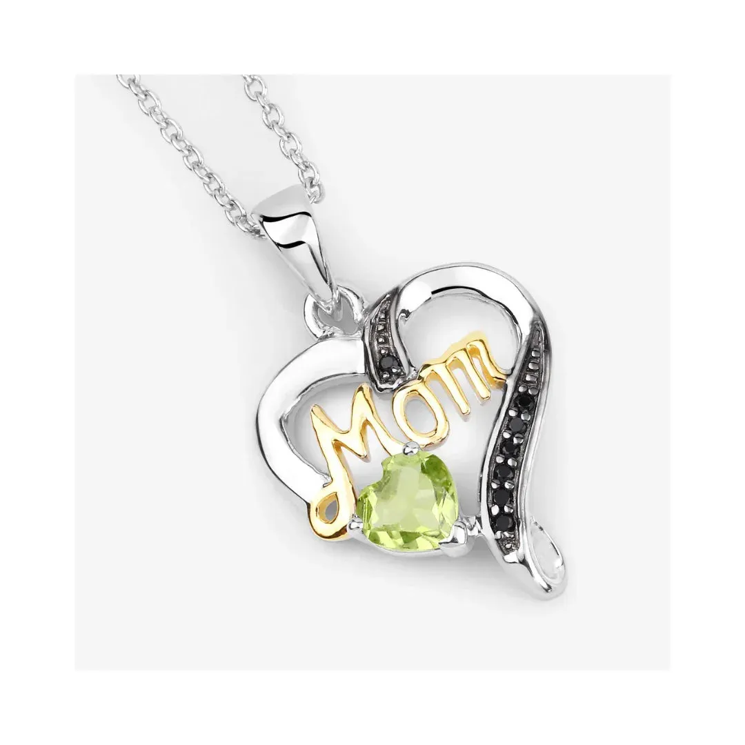 0.44 Ct Heart Green Peridot Prong Silver Double Heart Mom Pendant Necklace sold by Zulily product image thumbnail 2