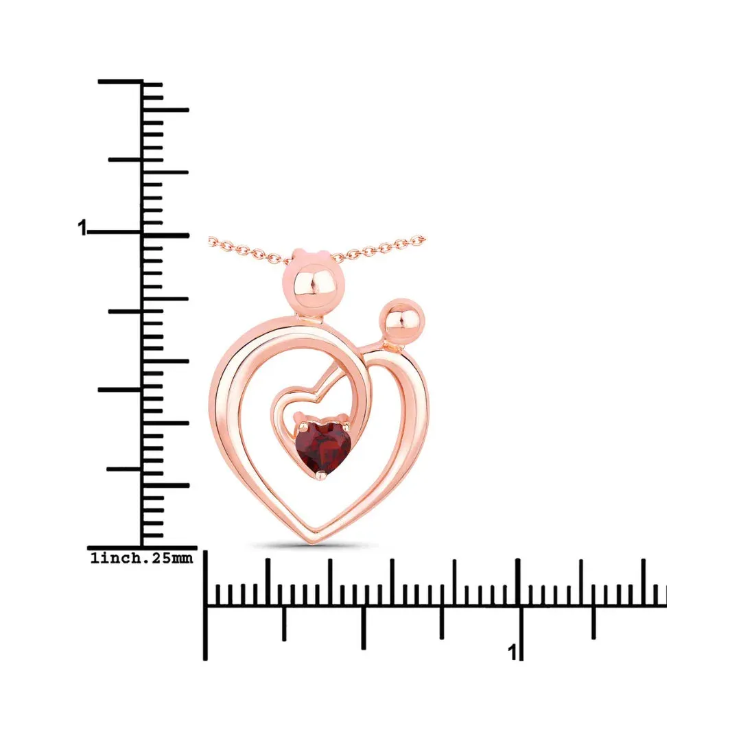 0.32 Ct Heart Red Garnet Prong Rose Gold Plated Mom Pendant Necklace sold by Zulily product image thumbnail 4