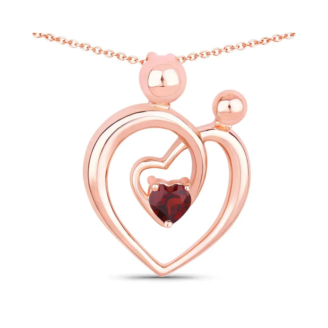 0.32 Ct Heart Red Garnet Prong Rose Gold Plated Mom Pendant Necklace sold by Zulily