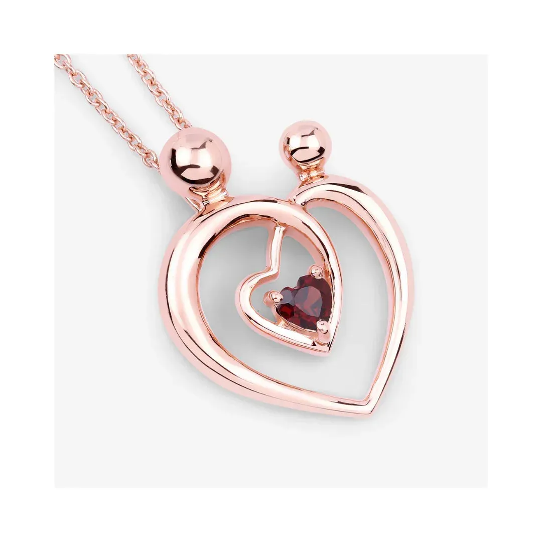 0.32 Ct Heart Red Garnet Prong Rose Gold Plated Mom Pendant Necklace sold by Zulily product image thumbnail 2