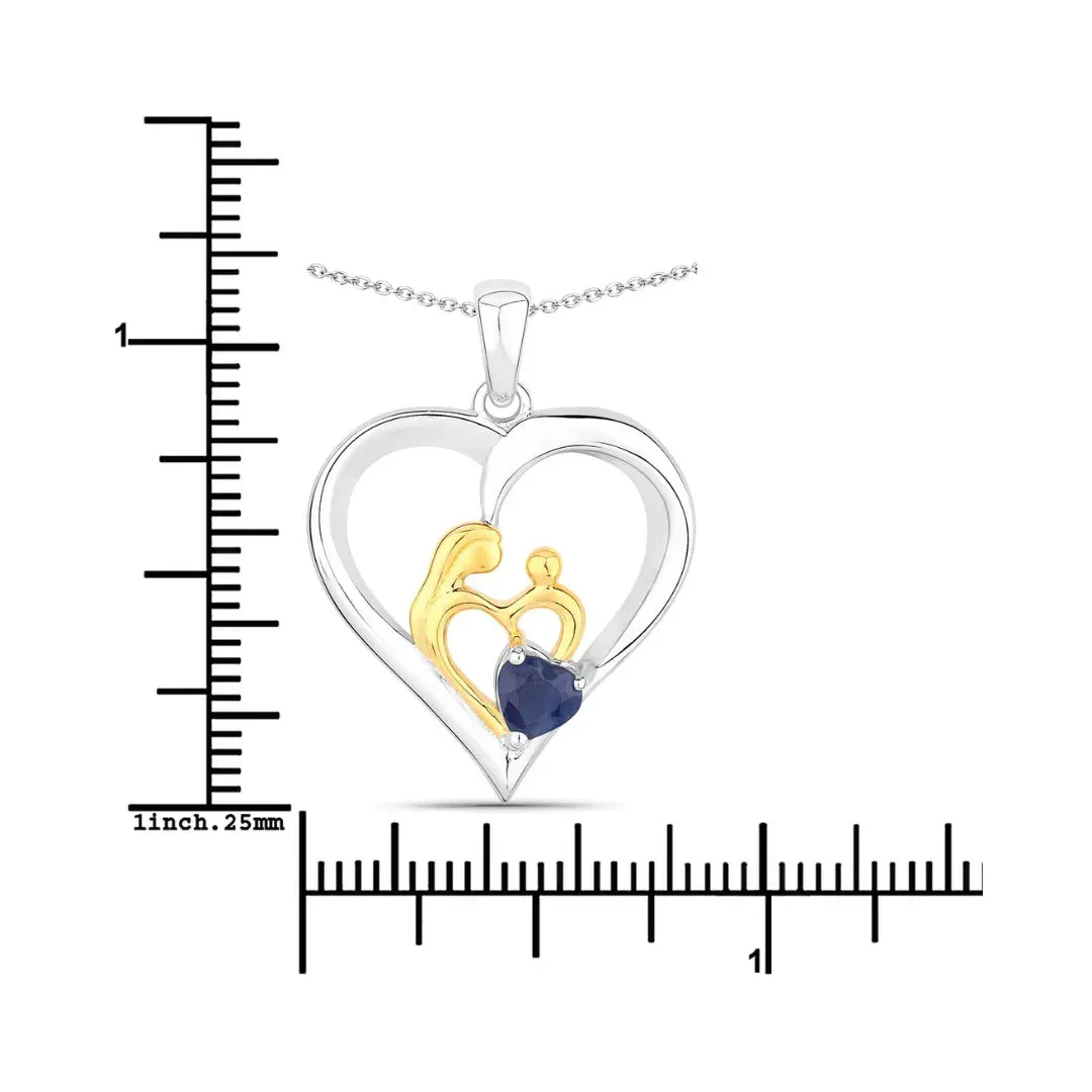 0.50 CTTW Heart Blue Sapphire Prong Silver Mom Pendant Necklace sold by Zulily product image thumbnail 4