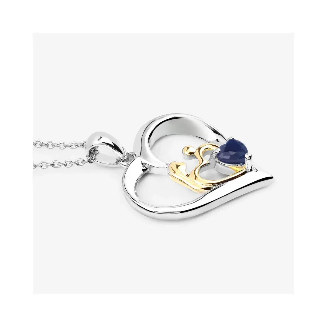 0.50 CTTW Heart Blue Sapphire Prong Silver Mom Pendant Necklace sold by Zulily product image thumbnail 3