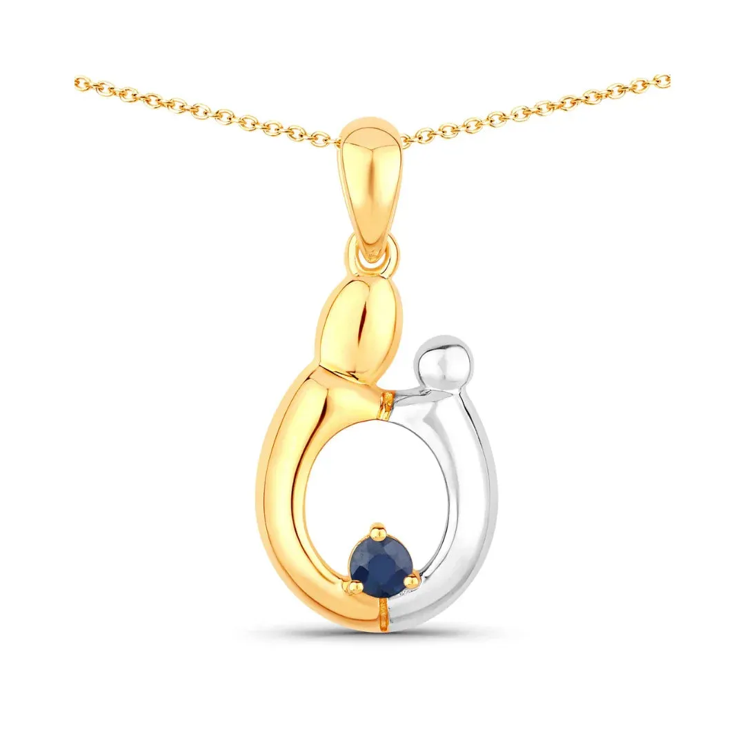0.19 CTTW Heart Blue Sapphire Prong Silver Mom Pendant Necklace sold by Zulily