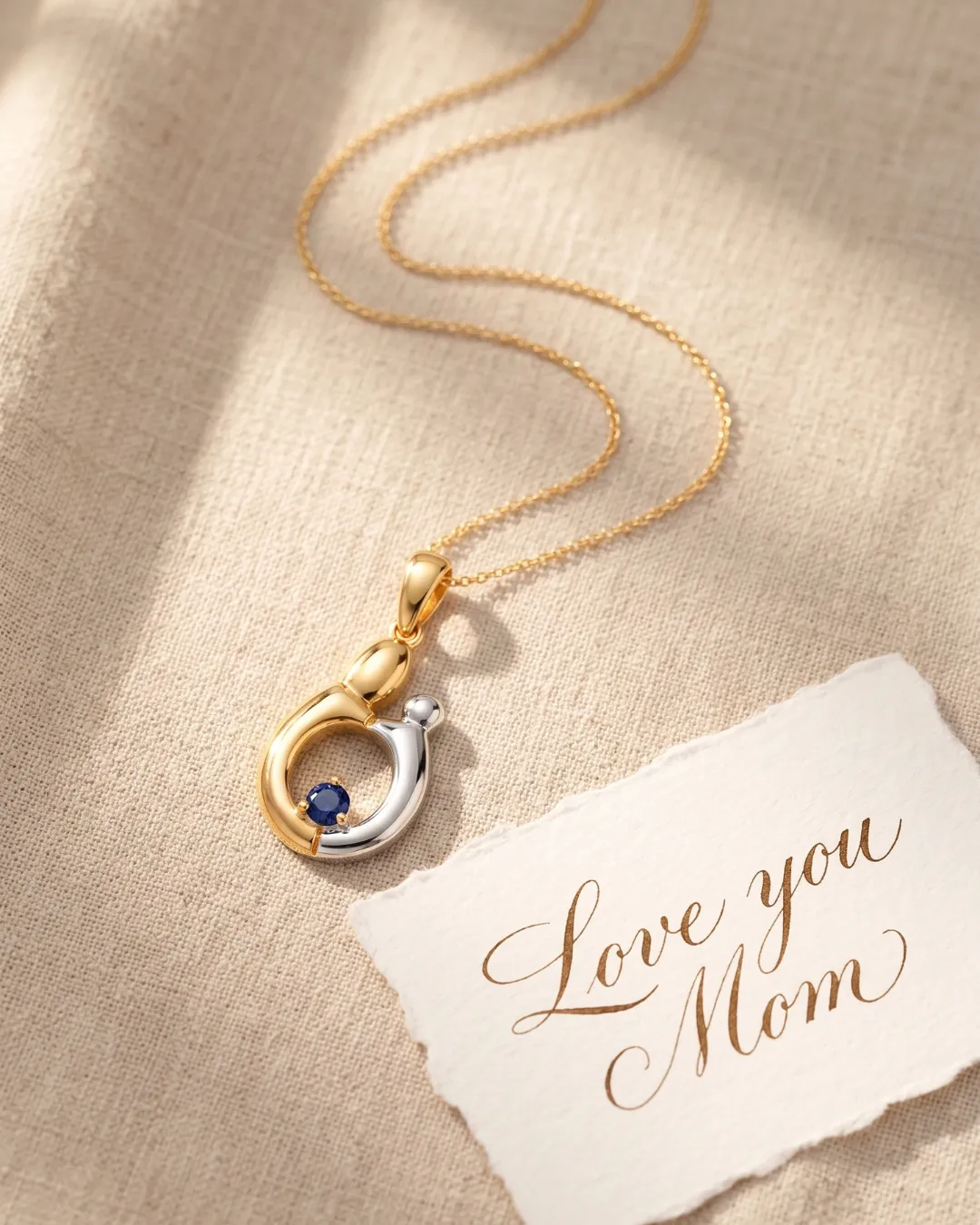 0.19 CTTW Heart Blue Sapphire Prong Silver Mom Pendant Necklace sold by Zulily product image thumbnail 5