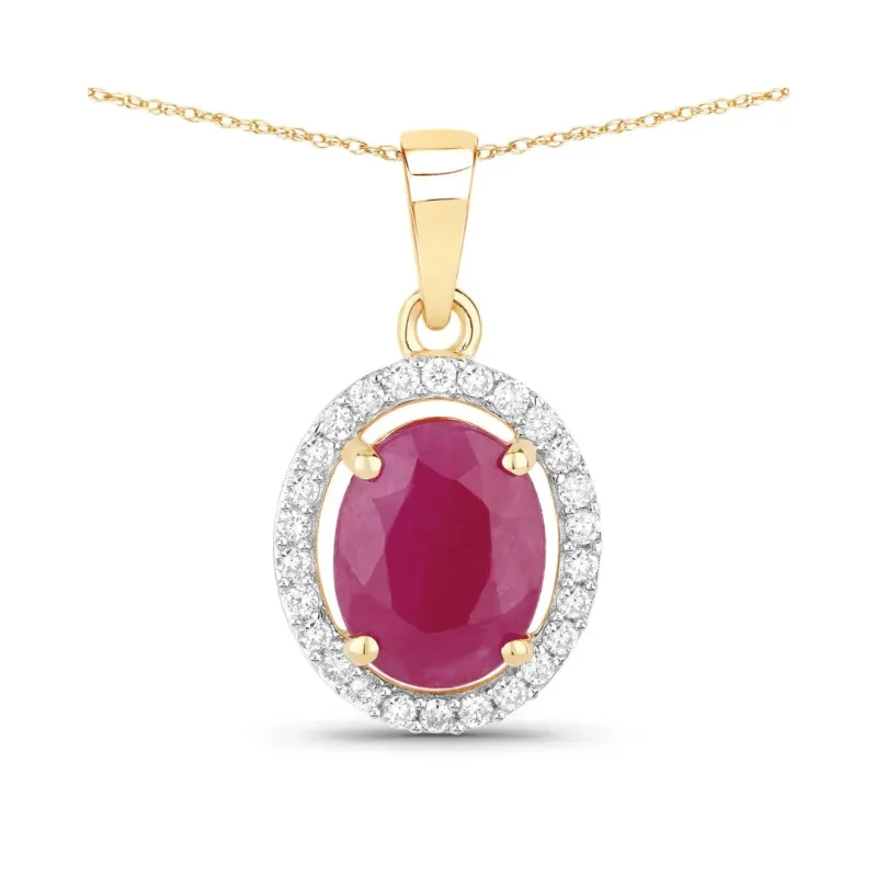 Genuine 10K Pink Ruby White Diamond Halo Pendant made by Zulily