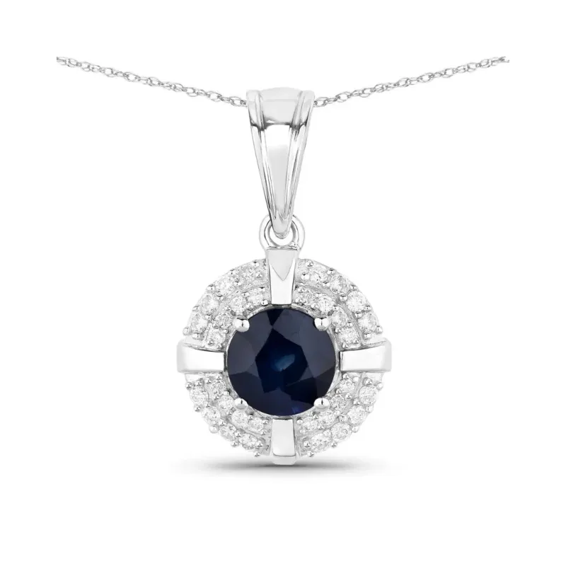 Genuine 10K Blue Sapphire Diamond Halo Pendant made by Zulily