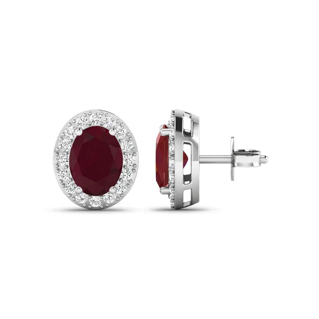 Genuine Ruby and White Diamond Studs Earrings sold by Zulily product image thumbnail 3